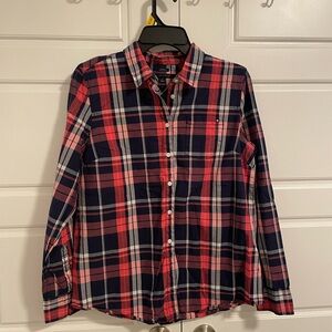 Tommy Hilfiger Women’s Pink and Blue Plaid Button Up